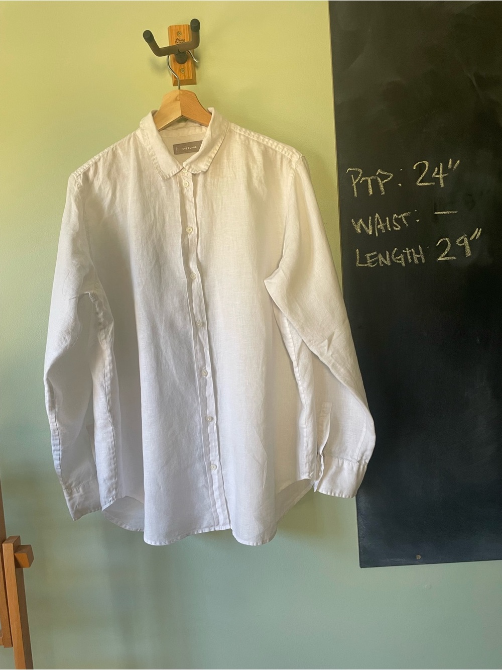 Everlane The Linen Relaxed Button Down Shirt White Size 12